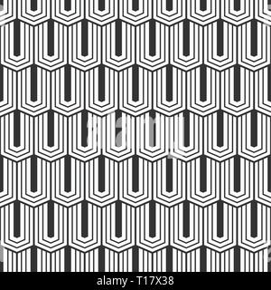 Vector seamless pattern. Moderno ed elegante texture di esagoni allungati. Un mosaico antico sfondo. Scale stilizzato motivo a griglia. Carta digitale per la stampa. Illustrazione Vettoriale
