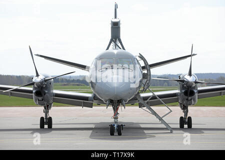 20180505 MALMSLÄTT sorveglianza aeromobili ASC890 (Saab 340) durante un "militare giorno' a Malmen appena al di fuori di Linköping. Foto Jeppe Gustafsson Foto Stock