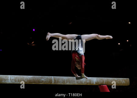 Birmingham, Regno Unito. 23 marzo 2019. Nagi Kajita (JPN) esecuzione alla donna della concorrenza per la ginnastica di Coppa del Mondo a Birmingham, Regno Unito. Credito: Giovanni Strondl. Credito: Giovanni Strondl/Alamy Live News Foto Stock