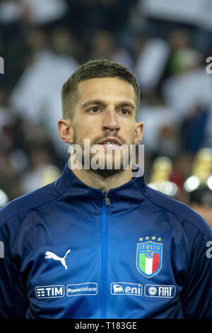 Udine, Italia. 23 Mar, 2019. Cristiano Biraghi (Italia) durante la Uefa Campionato Europeo 2020 turno di qualificazione match tra Italia 2-0 Finlandia al Dacia Stadium il 23 marzo , 2019 a Udine, Italia. (Foto di Maurizio Borsari/AFLO) Credito: Aflo Co. Ltd./Alamy Live News Foto Stock