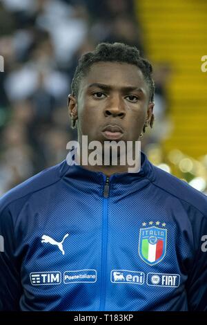 Udine, Italia. 23 Mar, 2019. Moise Kean (Italia) durante la Uefa Campionato Europeo 2020 turno di qualificazione match tra Italia 2-0 Finlandia al Dacia Stadium il 23 marzo , 2019 a Udine, Italia. (Foto di Maurizio Borsari/AFLO) Credito: Aflo Co. Ltd./Alamy Live News Foto Stock