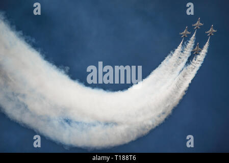 Gli Stati Uniti Air Force Thunderbirds aria squadrone dimostrativo durante un cavalcavia a tuoni e fulmini su Arizona air show a Davis-Monthan Air Force Base di Marzo 23, 2019 in Tucson, Arizona. Foto Stock