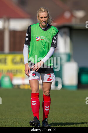 Dartford, Kent, Regno Unito. Il 24 marzo 2019. Charlotte Kerr di Charlton Athletic durante il FAWSL 2 corrispondenza tra Charlton Athletic donne e il Manchester United donne presso Oakwood, Old Rd, Crayford, Dartford Kent, DA1 4DN il 24 marzo 2019. Foto di Andy Rowland. Credito: Andrew Rowland/Alamy Live News Foto Stock