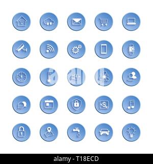 Internet delle cose web icon set. Imposta icona del sistema di automazione e smart home control. Illustrazione Vettoriale Illustrazione Vettoriale