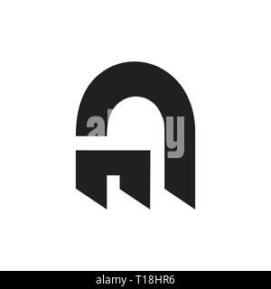 Lettera n semplice emblema vettore logo Illustrazione Vettoriale