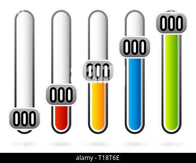 Verticale, codificati a colori cursori, regolatori (UI cursori, regolatori) Foto Stock