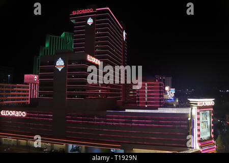 Reno, NV / STATI UNITI D'America - 5 ottobre 2018 El Dorado Hotel Resort & Casino di notte Foto Stock