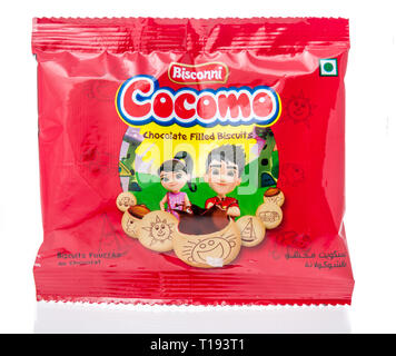Winneconne, WI - 15 Marzo 2019: un pacchetto di Bixconni cocomo Biscotti ripieni di cioccolato su un sfondo isolato Foto Stock