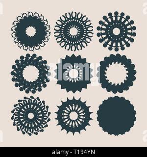 Design decorativo elementi. Schemi impostati. Illustrazione Vettoriale