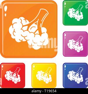 Broccoli cibo set di icone a colori del vettore Illustrazione Vettoriale