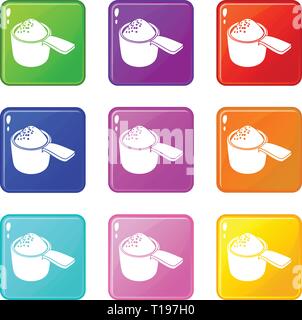 La dose di detersivo set di icone 9 Raccolta di colore Illustrazione Vettoriale