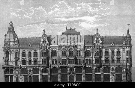 Geografia / viaggi storico, Germania, città e comunità, Berlino, Edificio commerciale e casa di abitazione a Kaiser-Wilhelm-Strasse, costruito 1885 - 1887, Additional-Rights-Clearance-Info-Not-Available Foto Stock