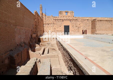 Badi Palace, Place des Ferblantiers, Kasbah, Medina, Marrakech, regione Marrakesh-Safi, Marocco, Africa del nord Foto Stock