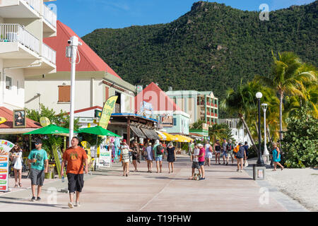 Il Boardwalk, Philipsburg, St Maarten, Saint Martin, Piccole Antille, dei Caraibi Foto Stock