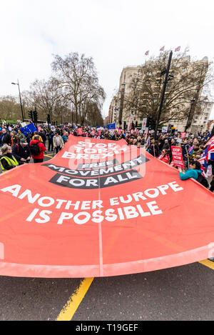 Mettere la popolazione di marzo, Londra. Un enorme corteo di protesta a Londra a sostegno di una finale di trattativa Brexit messi alla gente di votare o di revoca Foto Stock