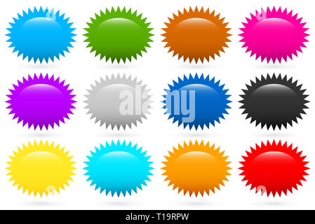 Raggiera, flash forme in 12 colori Foto Stock