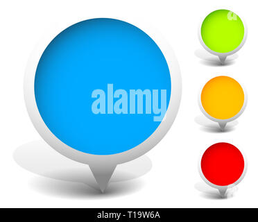 Mappa circolare marcatore, mappa icona pin. spazio vuoto. vettore Foto Stock