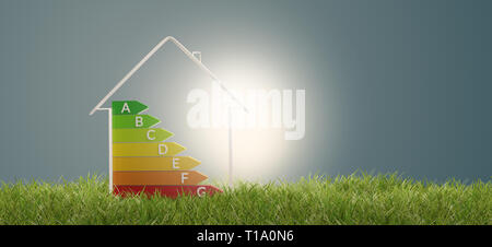 3d-illustrazione casa simbolo di efficienza energetica Foto Stock