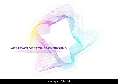 Abstract colorati linee d'onda background. Circolare maglia wireframe elemento di logo. Il modello geometrico per la tua progettazione brochure, volantini, report, sito web Illustrazione Vettoriale