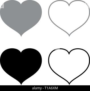 Cuore con il fine di set di icone di colore grigio nero profilo colore Illustrazione Vettoriale