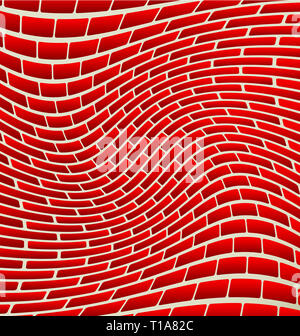Abstract muro di mattoni Texture con rotazione, vorticoso effetto di distorsione. Eps 10 sfondo vettoriale Foto Stock