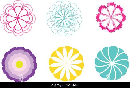 Icone di fiori, vettore illustrazione, diversi tipi di fiori di icone,carino icone del fiore, vettore semplice del fiore. Illustrazione Vettoriale