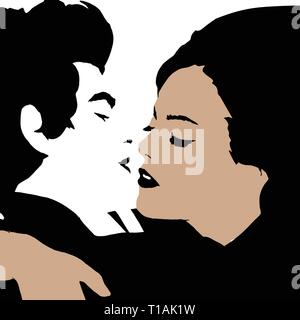 Biracial amorevole , interracial, multirazziale giovane kissing Foto Stock