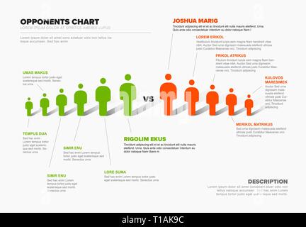 Gli oppositori minimalista schema modello con verde e rosso e figure in una riga Illustrazione Vettoriale