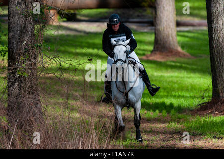 Raeford, North Carolina, Stati Uniti d'America. 24 Mar, 2019. Marzo 24, 2019 - Raeford, N.C., STATI UNITI D'AMERICA - ALEXANDER O'Neal degli Stati Uniti a cavallo di Cedric Diggory compete nella divisione OP al sesto Cloud annuale 11-Gavilan Nord Carolina LLC International CCI e Cavallo, prova a Carolina Horse Park. Il Carolina International CCI e cavallo di prova è uno di America del Nord il premier eventing per competizioni nazionali ed internazionali di combinazioni di eventi, hosting di concorrenza internazionale per la CCI2*-S attraverso il CCI4*-S livelli e i livelli nazionali di formazione attraverso avanzate. (Credito Immagine: © Timothy L. Hale Foto Stock