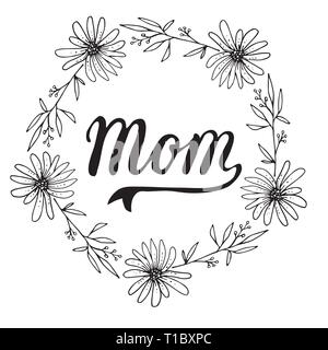 Vettore della scheda Messaggi di saluto per Tag regalo Decor. Mom Illustrazione Vettoriale