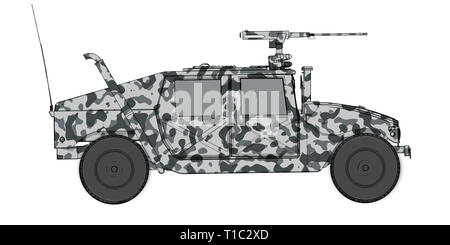 Esercito Humvee hummer 3D Rendering con camouflage Foto Stock