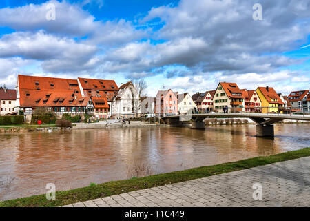 Rottenburg am Neckar, Germania, 16/03/2019: Rottenburg, il pittoresco vescovo della città sul fiume Neckar Foto Stock