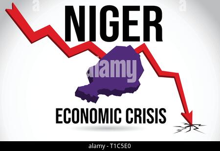 Mappa di Niger crisi finanziaria del crollo economico del mercato globale di Crash Meltdown illustrazione vettoriale. Illustrazione Vettoriale