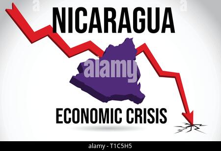 Nicaragua Mappa crisi finanziaria del crollo economico del mercato globale di Crash Meltdown illustrazione vettoriale. Illustrazione Vettoriale