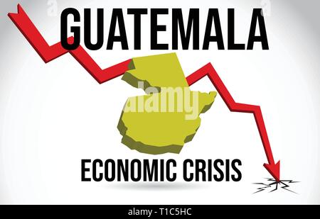 Guatemala Mappa crisi finanziaria del crollo economico del mercato globale di Crash Meltdown illustrazione vettoriale. Illustrazione Vettoriale