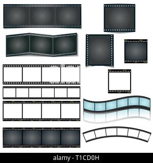 Vettore isolato la striscia del film impostato su sfondo bianco Illustrazione Vettoriale