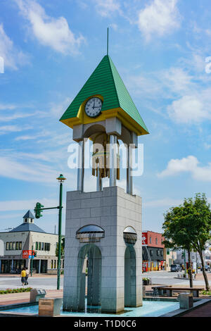 Hokkaido, ago 6: vista esterna della torre dell'orologio nei pressi di Biei stazione ferroviaria il Ago 6, 2017 a Hokkaido, Giappone Foto Stock