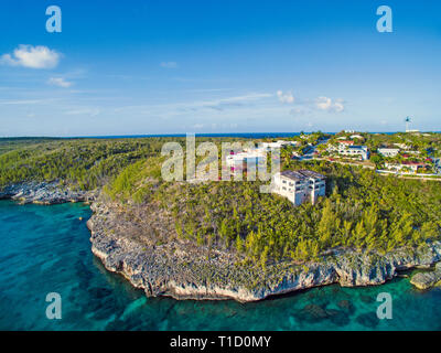 Vista aerea di Eleuthera Island, Bahamas, Oceano Atlantico, dei Caraibi Foto Stock