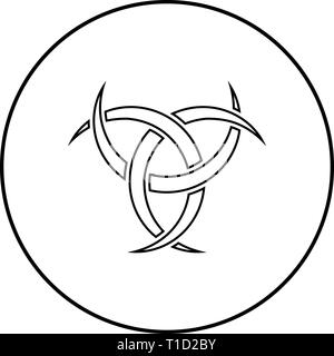 Avvisatore acustico di Odin paganesimo icona simbolo profilo colore nero vettore in cerchio intorno illustrazione stile piatto semplice immagine Illustrazione Vettoriale