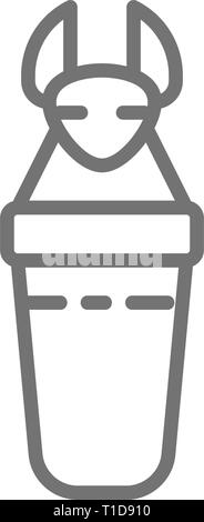 Antico sarcofago egiziano, vasi canopi icona linea. Illustrazione Vettoriale