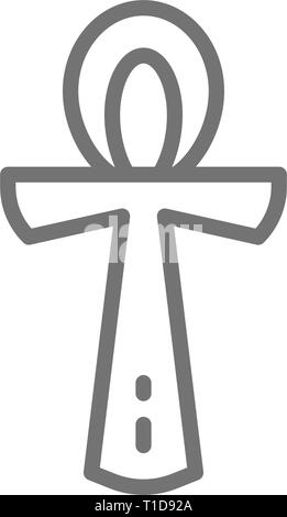 Ankh egiziano, simbolo religioso icona linea. Isolato su sfondo bianco Illustrazione Vettoriale