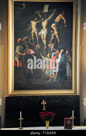 Amiralitetskyrkan in legno (Admiralty Chiesa) costruita nel 1685 come cappella elencati di Patrimonio Mondiale dall Unesco in Karlskrona, contea di Blekinge, Svezia. Dicembre Foto Stock