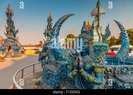 Il Tempio Azzurro in Chiang Rai (Wat Rong Suea dieci) Foto Stock