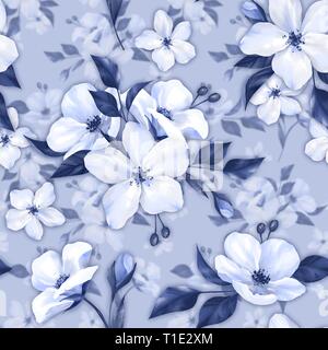 Eleganza seamless pattern con fiori di colore bianco Foto Stock