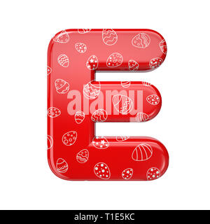 Uovo di Pasqua lettera E - 3d di grandi dimensioni di colore rosso e bianco celebrazione font isolati su sfondo bianco. Questo alfabeto è la soluzione ideale per creative illustrazioni si riferiscono Foto Stock