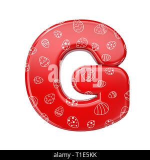 Uovo di Pasqua lettera G - grande 3d di colore rosso e bianco celebrazione font isolati su sfondo bianco. Questo alfabeto è la soluzione ideale per creative illustrazioni si riferiscono Foto Stock