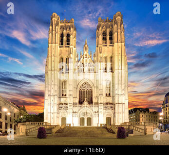 Bruxelles - la Cattedrale di San Michele e Santa Gudula, Belgio. Foto Stock