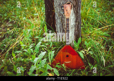 La balalaika è nella foresta vicino la struttura ad albero Foto Stock