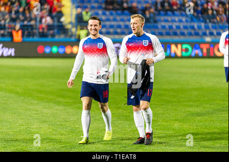 Podgorica, Montenegro. 26 Mar, 2019. Euro2020 qualifiche gruppo A James Ward-Prowse e Ben Chilwell dopo waarm prima partita Montenegro - Inghilterra Credito: Stefan Ivanovic/Alamy Live News Foto Stock