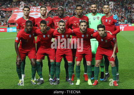 Lineup del Portogallo il team durante le qualificazioni - Gruppo B di Euro 2020 partita di calcio tra il Portogallo vs Serbia. (Punteggio finale: Portogallo 1 - 1 Serbia) Foto Stock